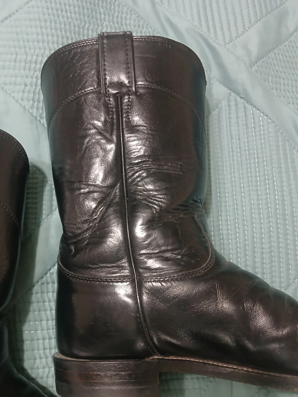Men's Justins - Black Leather Mid-Calf Boots WESTERN Style 3133 Size 9 D